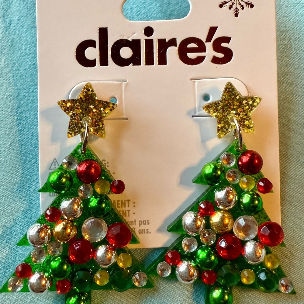 Festive Green Christmas Tree Earrings